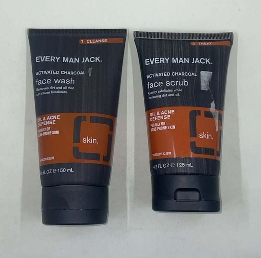 Every Man Jack Activated Charcoal Face Wash and Face Scrub Oil & Acne Defense Se